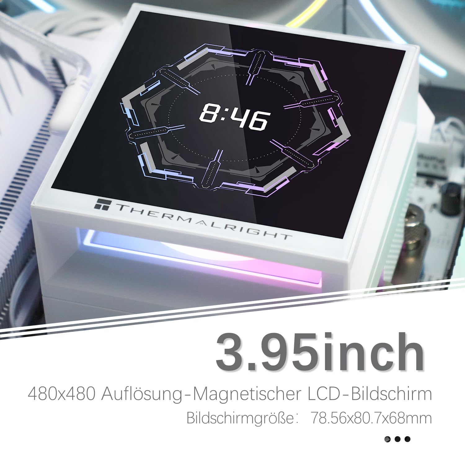 TR-Thermalright Hyper Vision 360 UB ARGB Biały płyn chłodzący do procesora CPU, 3,95'' ekran IPS LCD z rozdzielczością 480x480 - Magnes, 360mm chłodnica, do AM4/AM5, LGA1851/1700/115x