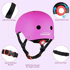 KAMUGO Kids Adjustable Helmet, Suitable for Toddler Kids Ages 2-8 Boys Girls, Multi-Sport Safety Cycling Skating Scooter Helmet (Purple, Small)