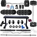BODYFIT Home Gym Combo Flat Bench with 50 KG Weight Plates 4 RODS Home Gym Set & Fitness kit gallery image
