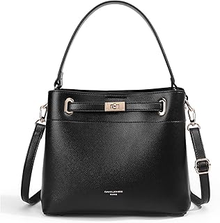 Sac à Main Seau Porté Epaule - Sac à Main Bandoulière Taille Moyenne - 3 Compartiments Plusieurs Poches - Elégant Classique Chic Ville Tendance Designer Bucket Bag - Noir