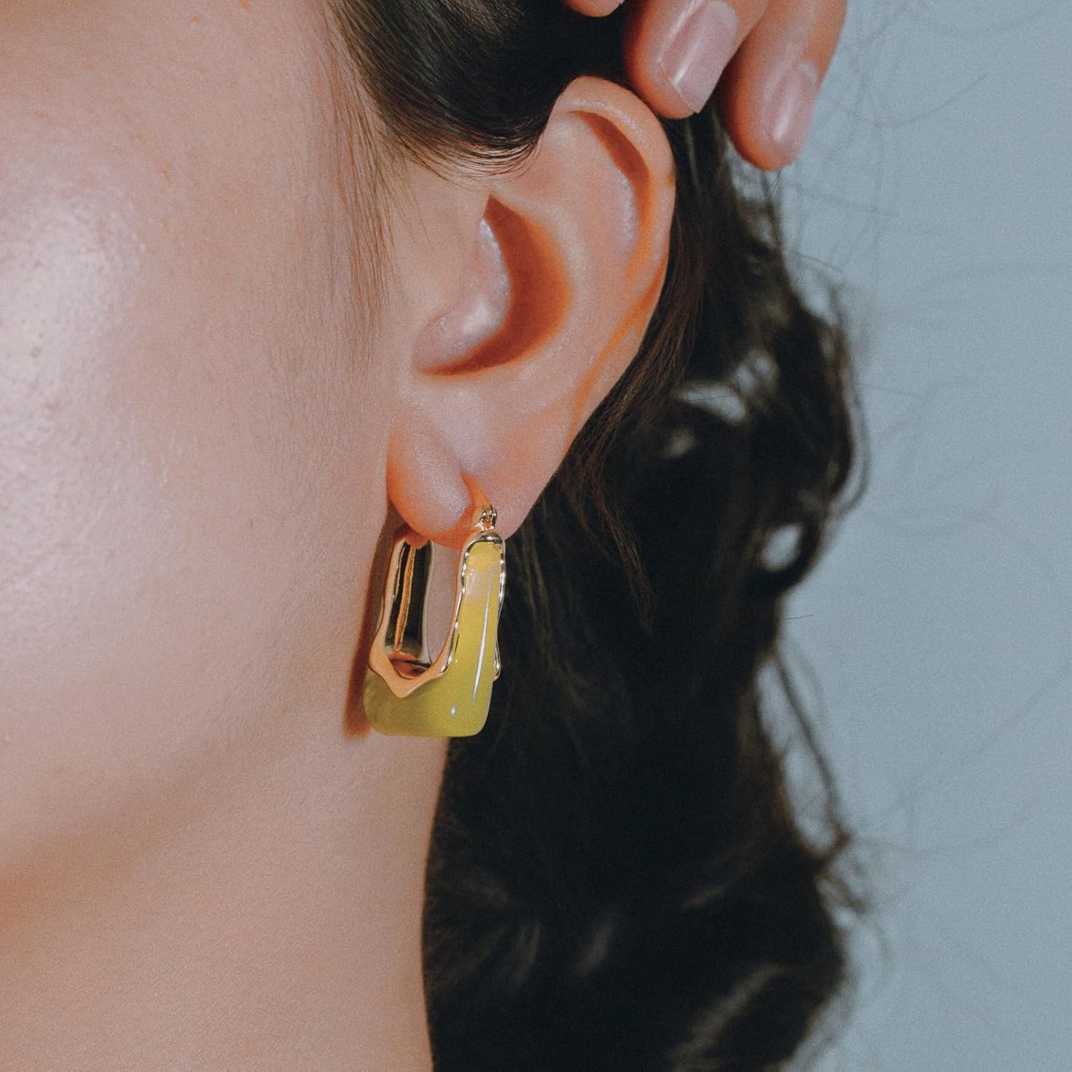 Acrylic Gold Hoop Earrings Chunky Huggie Statement Vintage Earrings Cute Resin Drop Earring Trendy Jewelry Gifts for Women - Image 6