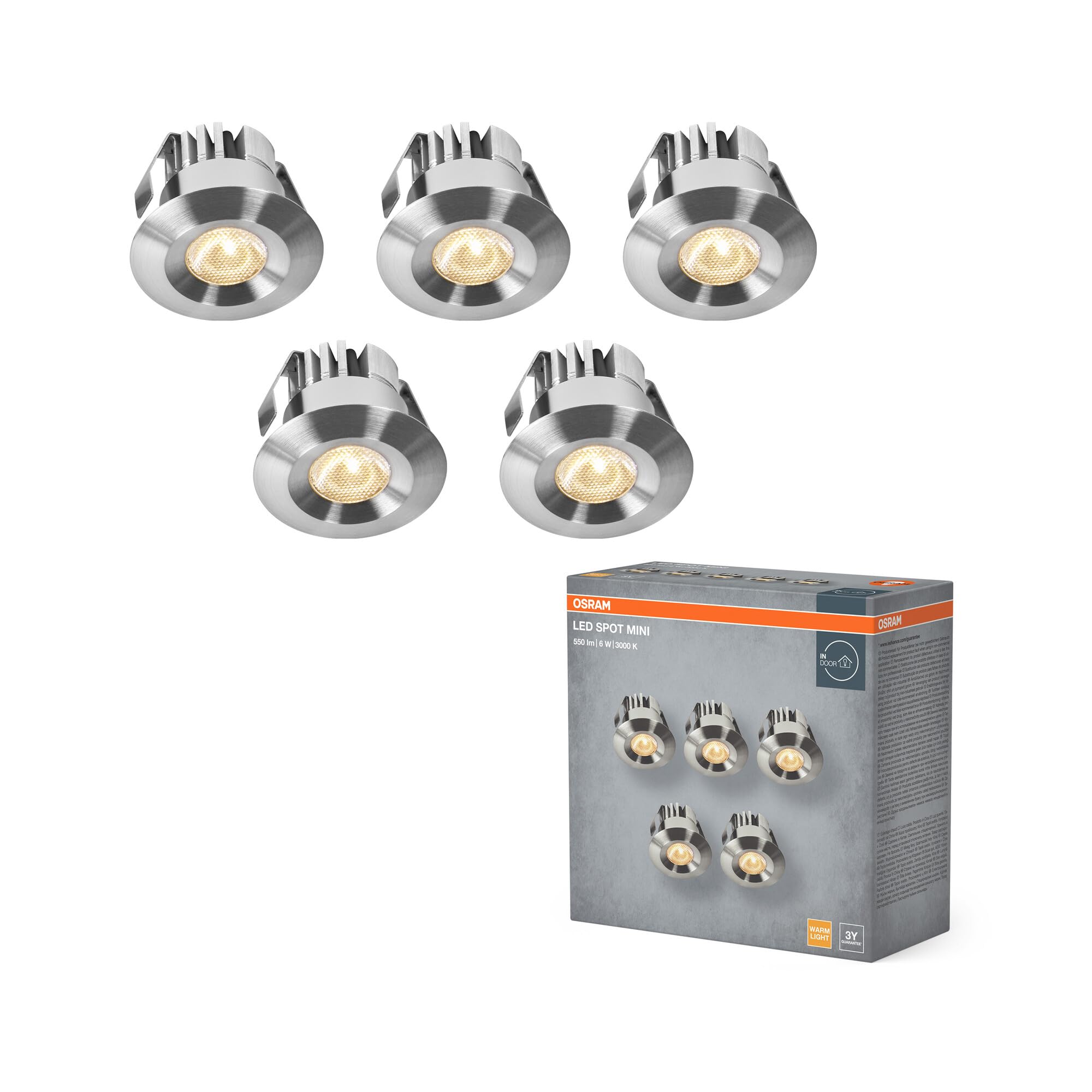 OSRAM Zestaw reflektorów wpuszczanych Mini Spot LED 6W nikiel satynowy IP44