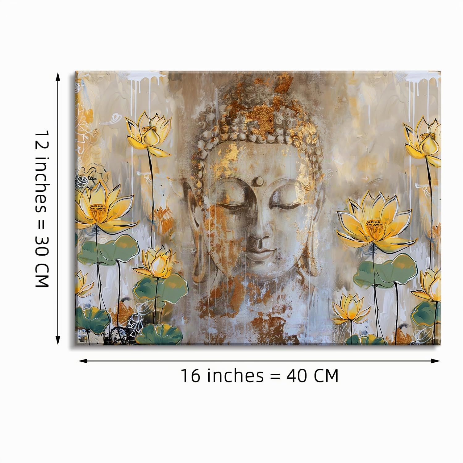Piy Painting Gelbe Blume Leinwandbild, Buddha Leinwanddruck, Modern Leinwanddruck, Kunstdruck Leinwand für Wohnzimmer Schlafzimmer Korridor Galerie Yoga Raum, 30x40 cm, Eingebautem Holzrahmen
