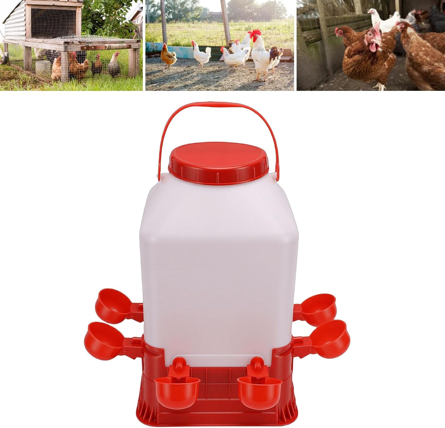 10L Large Chick Waterer, Standalone Chicken Drinker Plastic Poultry Water Fountain for Quail,Duck,Turkey and Other Poultry
