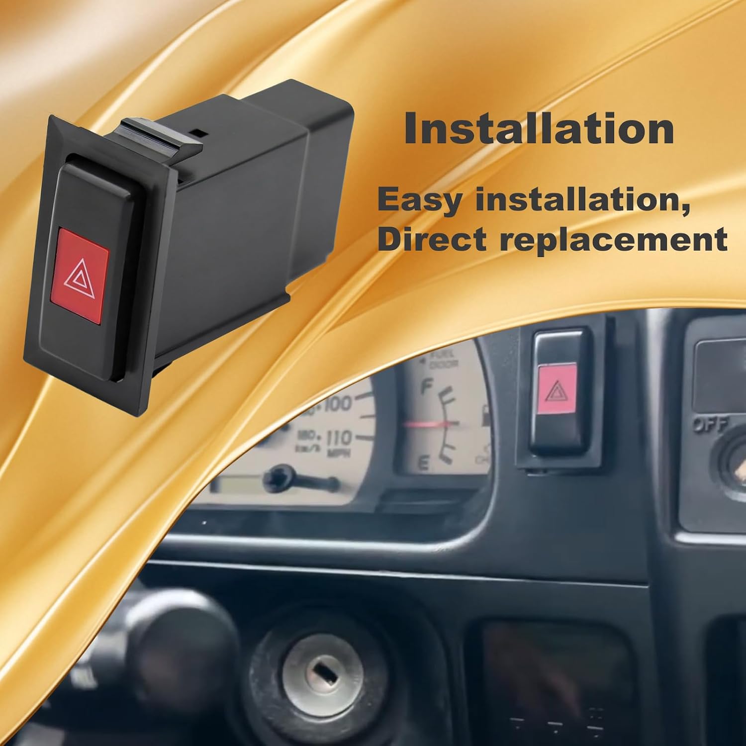 Hazard Emergency Switch Button, Hazard Warning Light Signal Switch Compatible with Toyota 4Runner 1989-1995 Pickup 1989-1995 Tacoma 1995-2004 Replace# 84332-89110