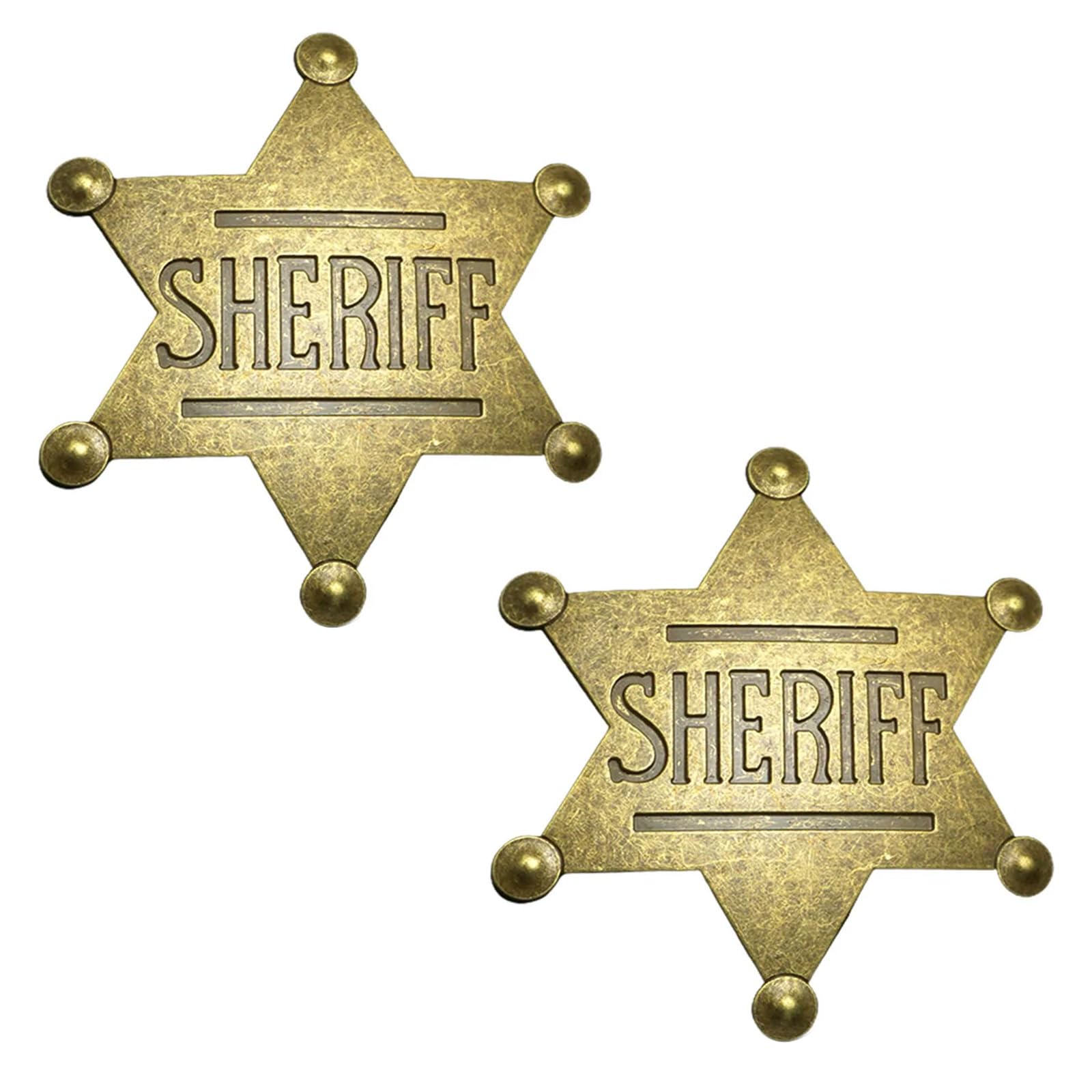 iMagitek 2 Pack 2.6 Inch Mental Western Sheriff Badge, Metal Police Badge, Old Western Cop Star Badge Gifts Costume Cosplay Prop