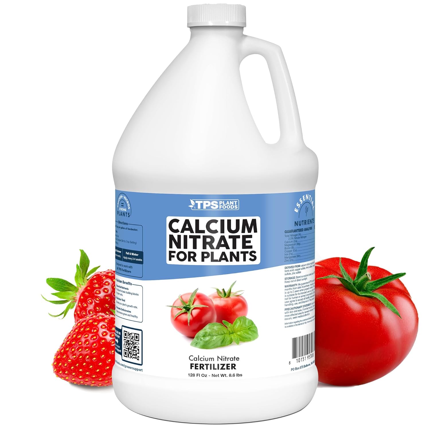Calcium Nitrate Fertilizer – Liquid Fertilizer Supplement for Fast Leaf Growth, Stronger Cell Wall Development & Prevents Blossom End Rot, 1 Gallon