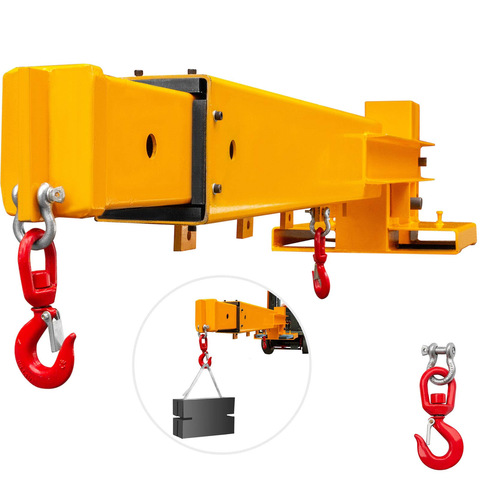 VEVOR Forklift Mobile Crane 6000lbs/3T Capacity, Forklift Crane Attachment 2 Hooks, Forklift Lifting