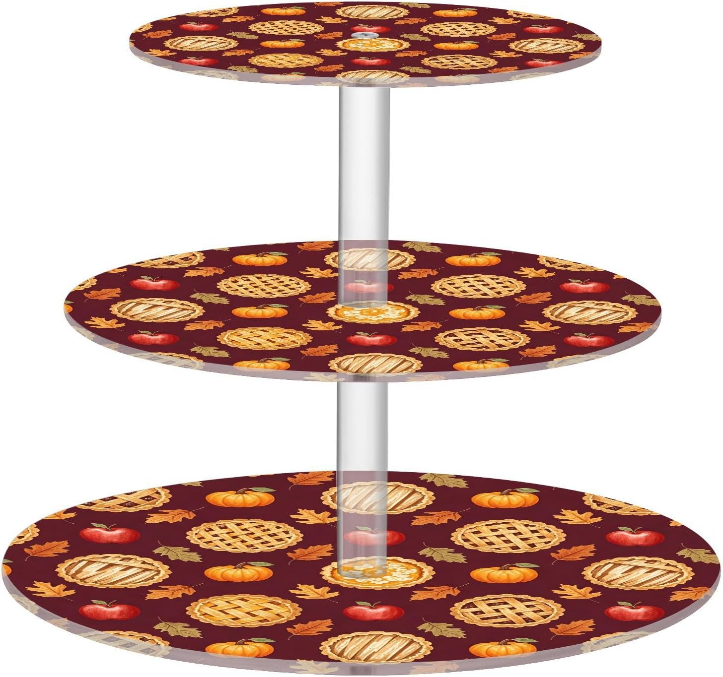 Apple Pumpkin Pie Maple Leaves Thanksgiving 3 Tier Acrylic Cupcake Stand, Cupcake Stand for 34 Cupcakes for Weddings, Christmas,Holidays,Parties,Birthday,Printed Cupcake Tower 23300884