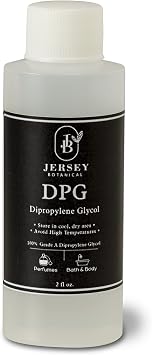 Dipropylene Glycol DPG 2 oz. for Incense Making, Fragrance Cutting Oil, Soapmaking Carrier Oil, and Cosmetics and Lotions. Emulsifier, Highest Purity & Undiluted, Non-GMO Low Odor. Jersey Botanical