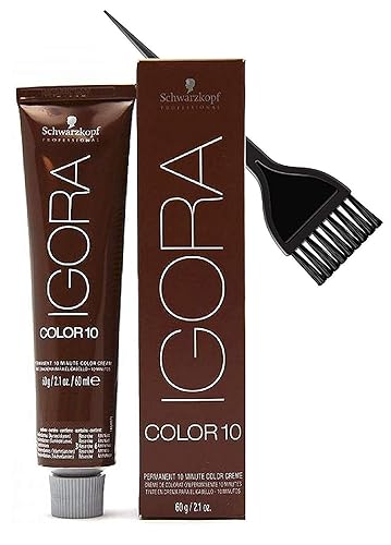 IGORA COLOR10 Tinte permanente para el cabello en crema de 10 minutos (con cepillo de tinte elegante), color 10 Ten tinte en crema para el cabello