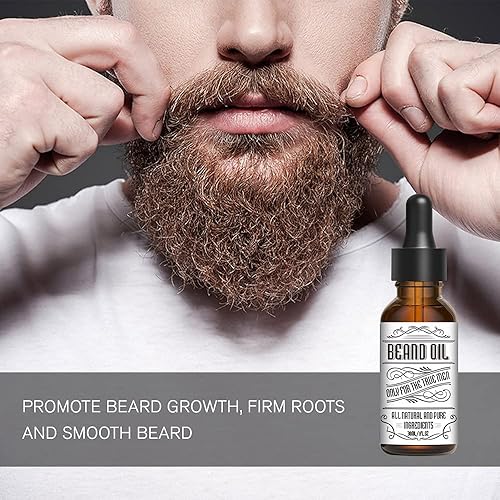 Miniatura 9 de Aceite de barba para hombre, kit clásico de crecimiento de barba para hombres con cuatro aromas ingredientes naturales y puros, aceite de barba para