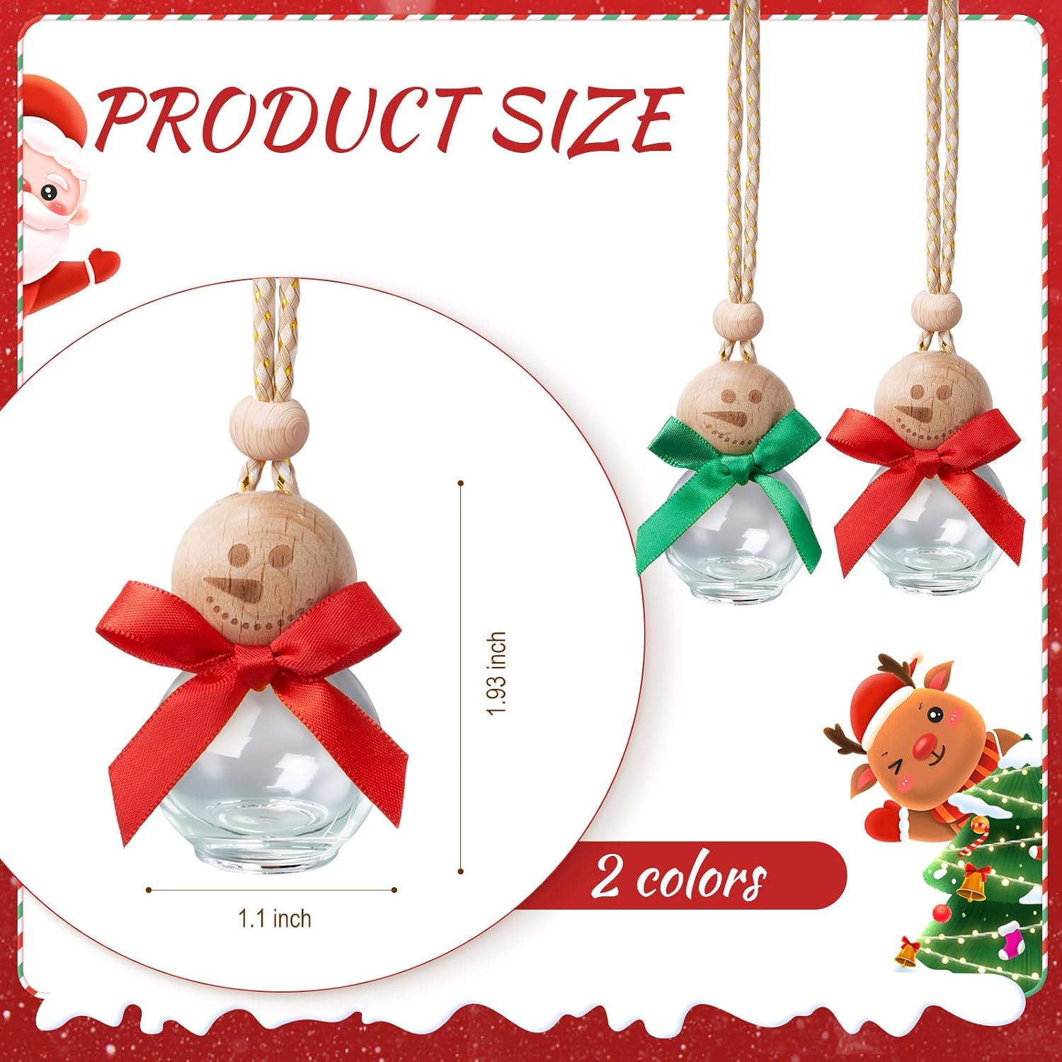 Reallnaive 30 Pcs 30 Pcs Winter Car Diffuser Bottles Snowman Pumpkin Car Diffuser Winter Fall Hanging Empty Vehicle Air Freshener with Bow for Holiday Party Gift (Snowman)