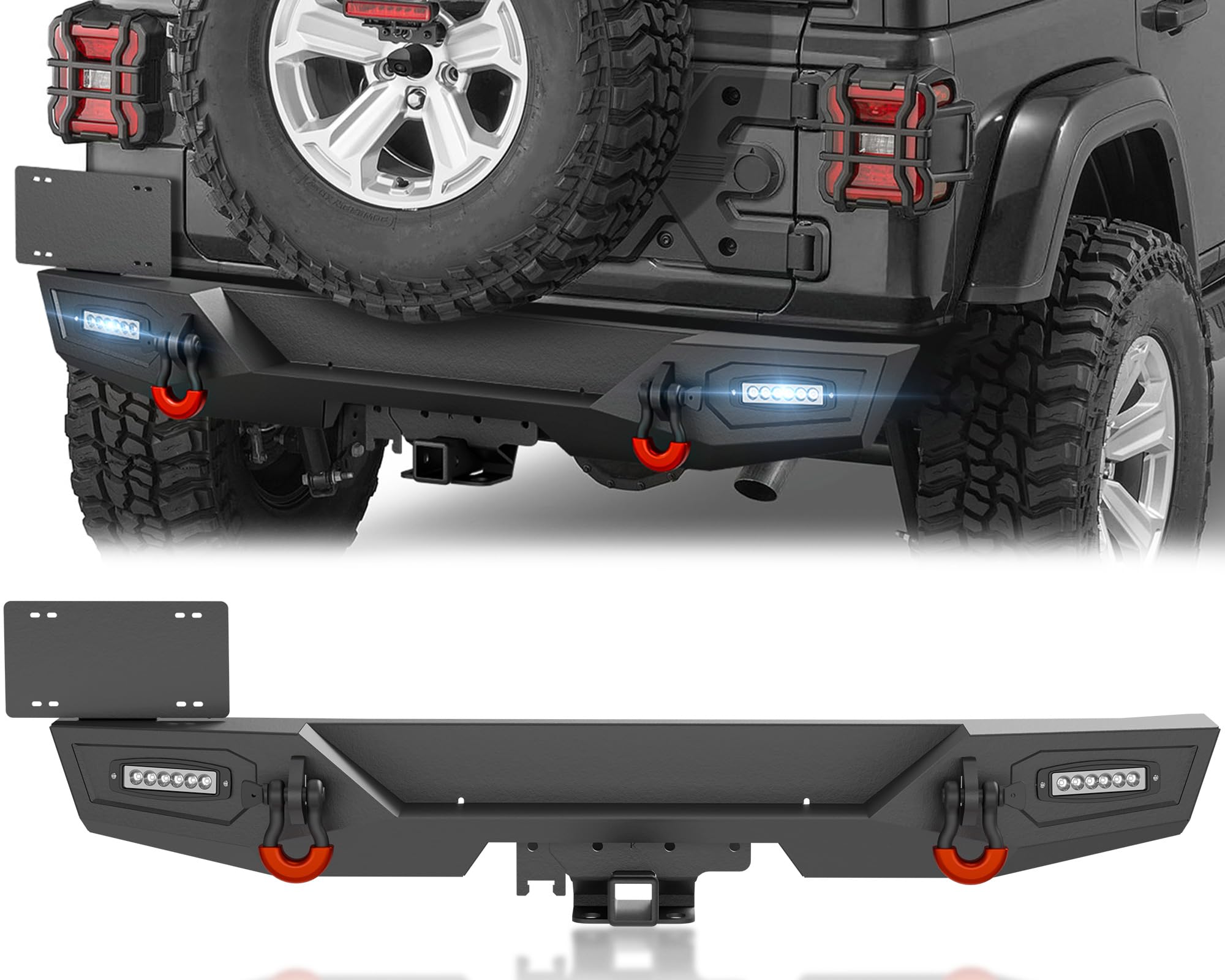 for Wrangler JL Off-Road Rear Bumper Compatible with 2018 2019 2020 2021 2022 2023 2024 2025 2026 Jeep