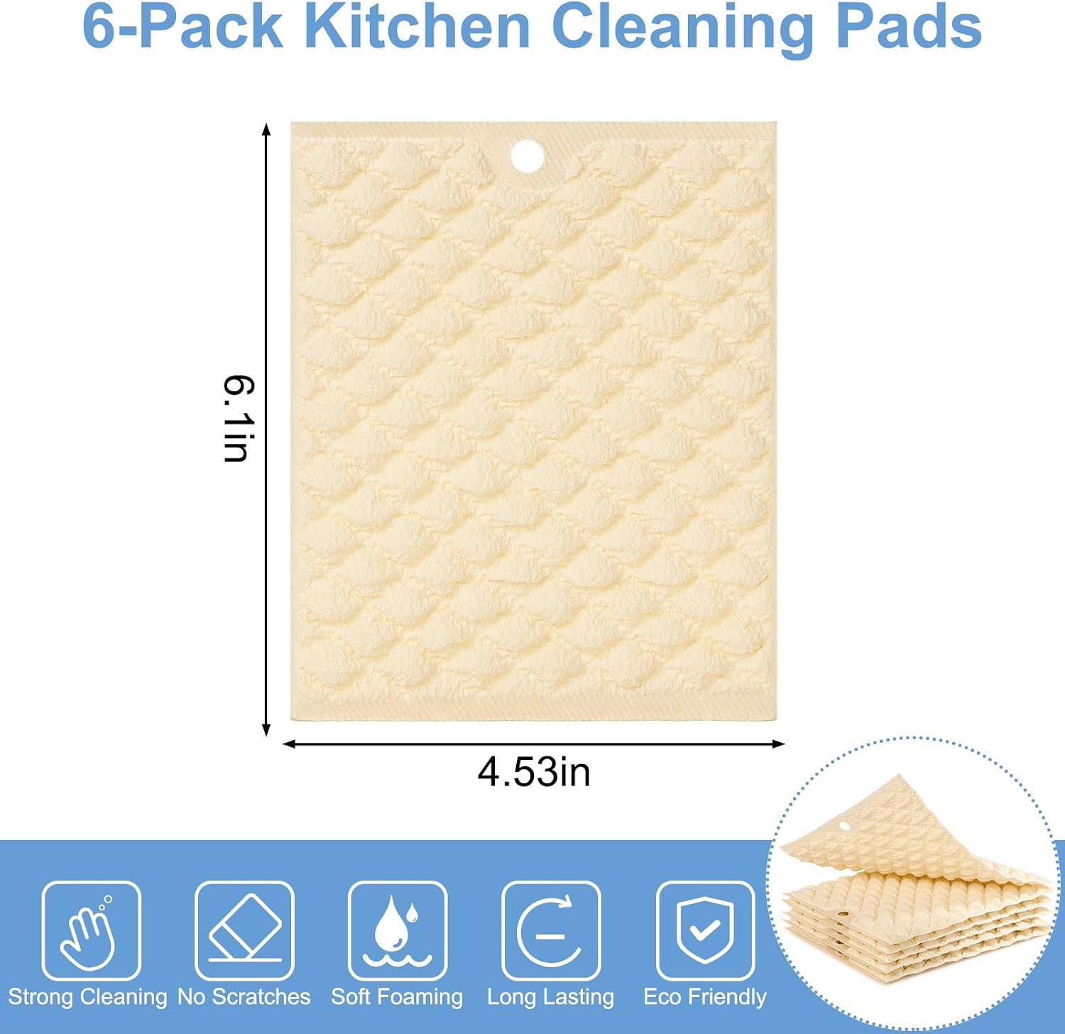 6PCS Non-Scratch Dish Scrubber for Kitchen,Reusable Cleaning Pads for Non Stick Frying Pans, Scouring Pad,Dishwasher Safe,Soft Dish Sponges for Washing Dishes, Scratch-Free Glass Cooktop Pads image 3