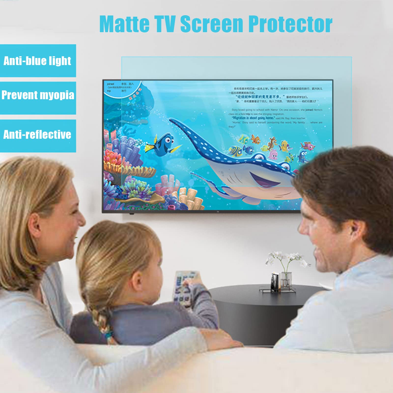 Ochraniacz ekranu LCD, filtr niebieskie światło matowa antyodblaskowa folia ochronna do telewizora współczynnik antyrefleksyjny do 90% łagodzi zmęczenie oczu, 40" (875 * 483)