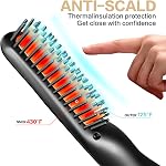 VOVO Beard Straightener Comb Upgrade Professional 2 in 1 Men's Beard Straightening Heated Hair Straightening Brush Portable Anti-Burn 6 Temperature Adjustable with LED Display for Home and Travel
