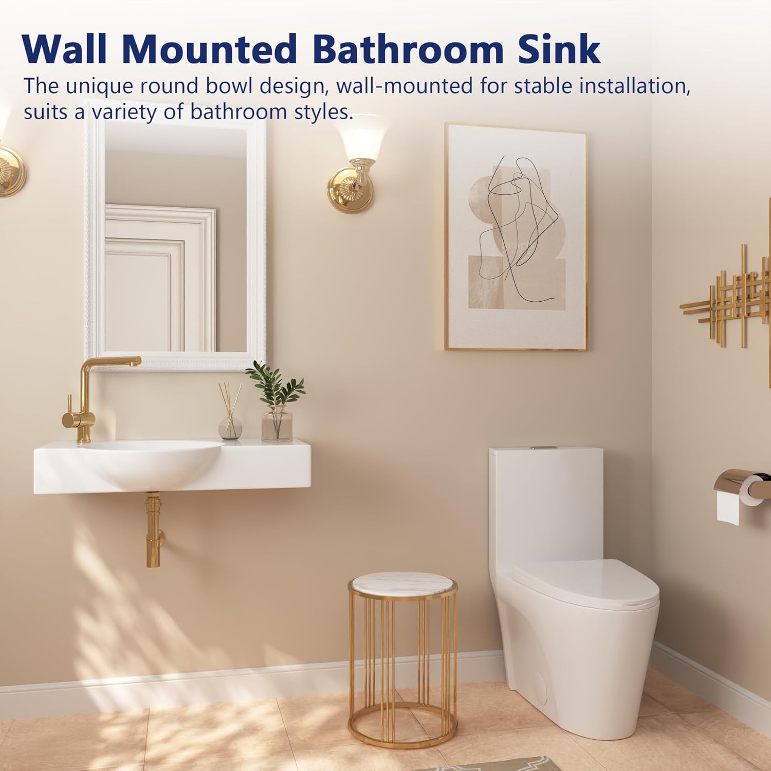 Size 30'' x 18'' Color White  Rectangular Vitreous China Wall Mount Bathroom Sink with Faucet Hole