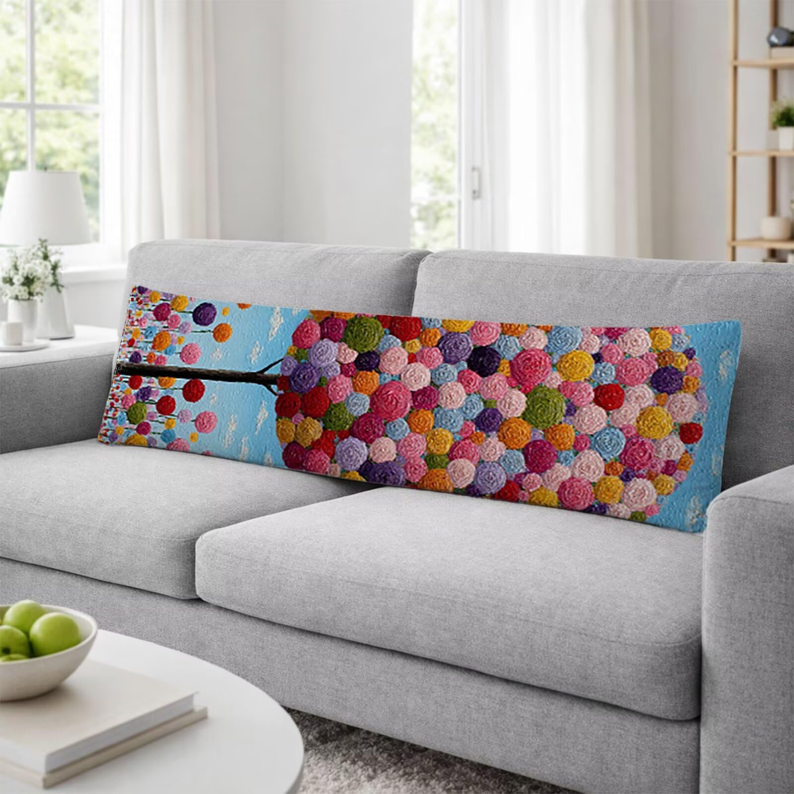 Poduszka do spania na boku, poszewka na poduszkę z drzewem, rozszerzona poszewka na poduszkę 60 x 180 cm, długa poszewka na poduszkę 180 x 60 cm, miękka w dotyku, wygodna, oddychająca, na sofę, łóżko