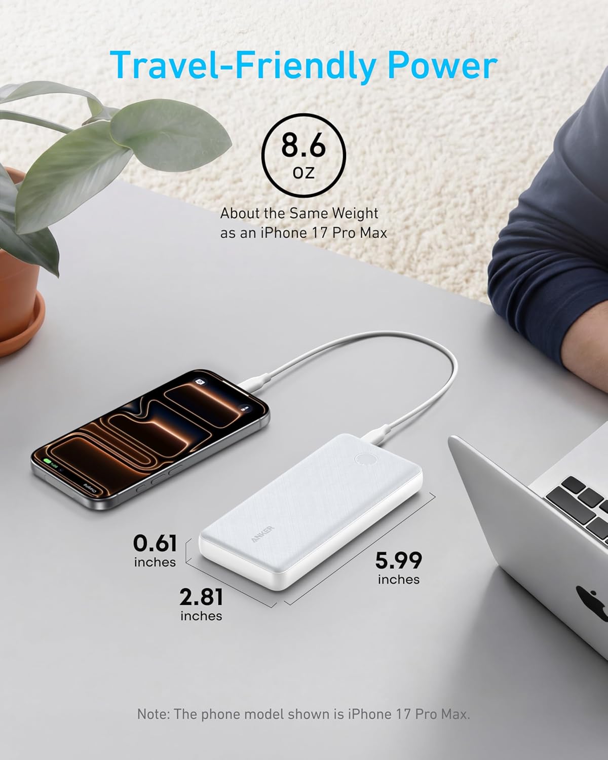 Anker Power Bank(PowerCore 10K), Compact Travel-Ready 10,000mAh Battery Pack with PowerIQ Charging Technology, 5V/3A High-Speed Charging for iPhone, iPad,and More (1, White) 7 71RmBb4OLEL. AC SL1500
