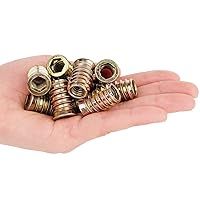 Vista 6 de 40 piezas de insertos roscados de 3/8"-16 x 25mm para muebles de madera, insertos de tuerca atornillables, conector de sujetador de perno roscado
