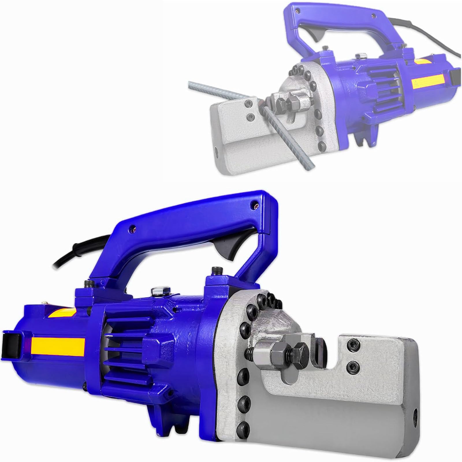 XNZJHPP Portable Electric Hydraulic Rebar Cutters 1700W - Adjustable Blade for Efficient Steel Bar Cutting, Ideals for Construction & Metal Work, Heavy-Duty Performance (Blue 1250W)