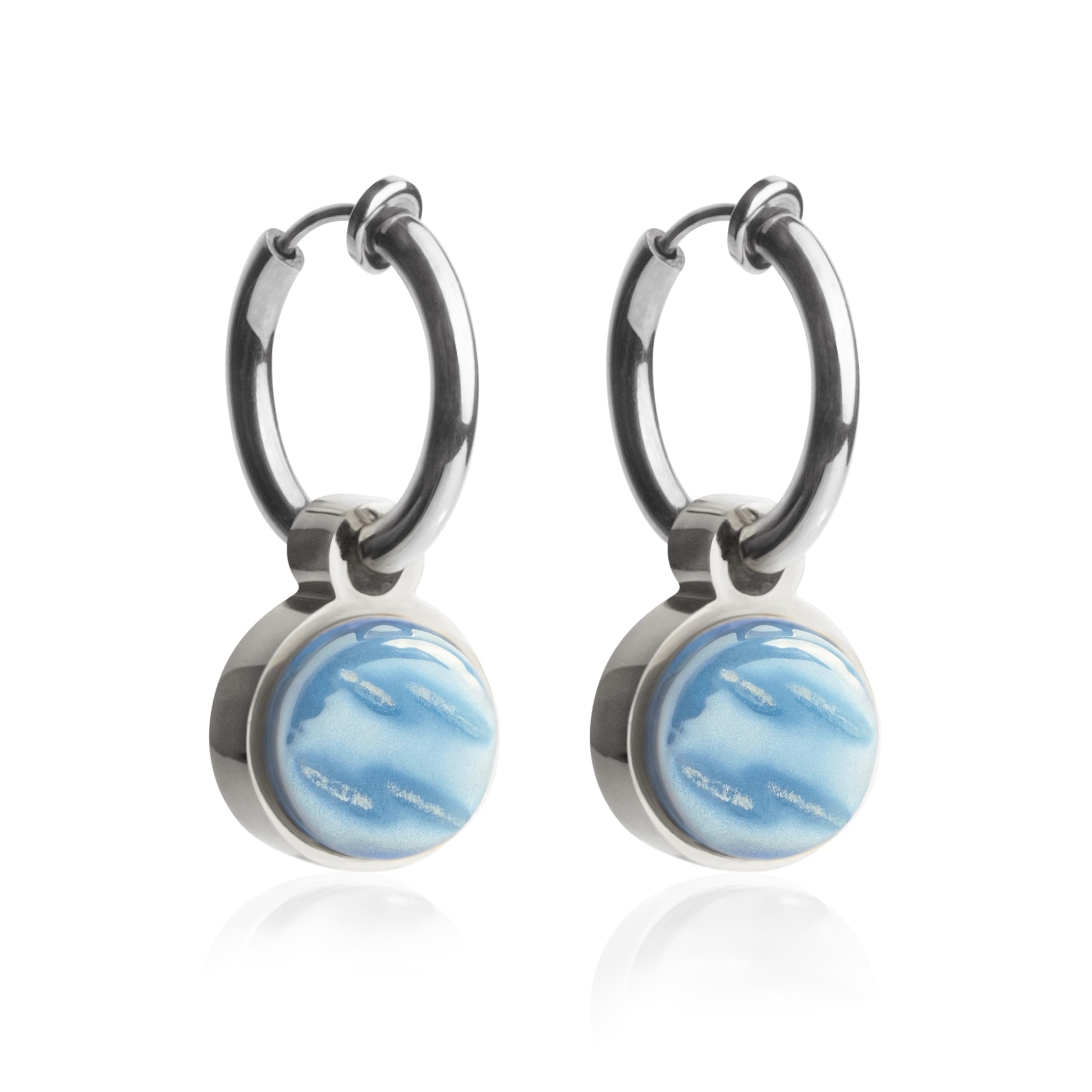 Clip Ohrringe mit Anhänger • Silber Ohrclips aus Edelstahl • mit Charm zum Wechseln • nachhaltig & handgemacht • MIX AND MATCH • Ø 14 mm