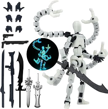T13 Already Assembled Action Figure Accessories,T13 Multi-Jointed Movable,for Collectors Desktop Decorations t-13 Movability 3D Printed Toys Luminous, 7.2inch