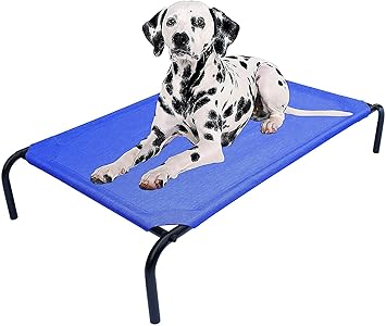 KUTKUT Cooling Elevated Dog Bed | Portable Durable Metal Frame Raised Cot with Washable & Breathable Teslin Recyclable Mesh, Indoor Outdoor Pet Bed for Small, Medium & Large Dogs