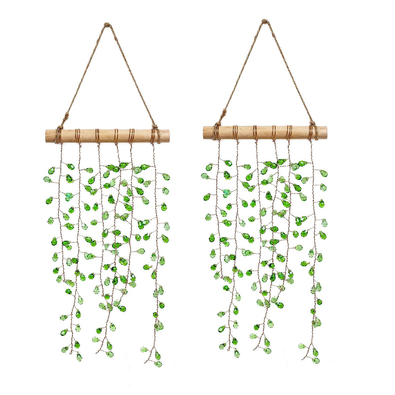 BRRNOO Kristall Sonnenfänger 2er-Pack, Grünes Pflanzen-Design Boho