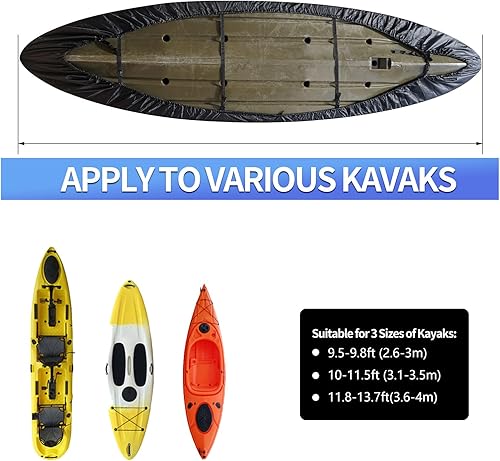 Miniatura 2 de Fundas de kayak para canoa para almacenamiento de kayak 420D (negro, 2.6  3)