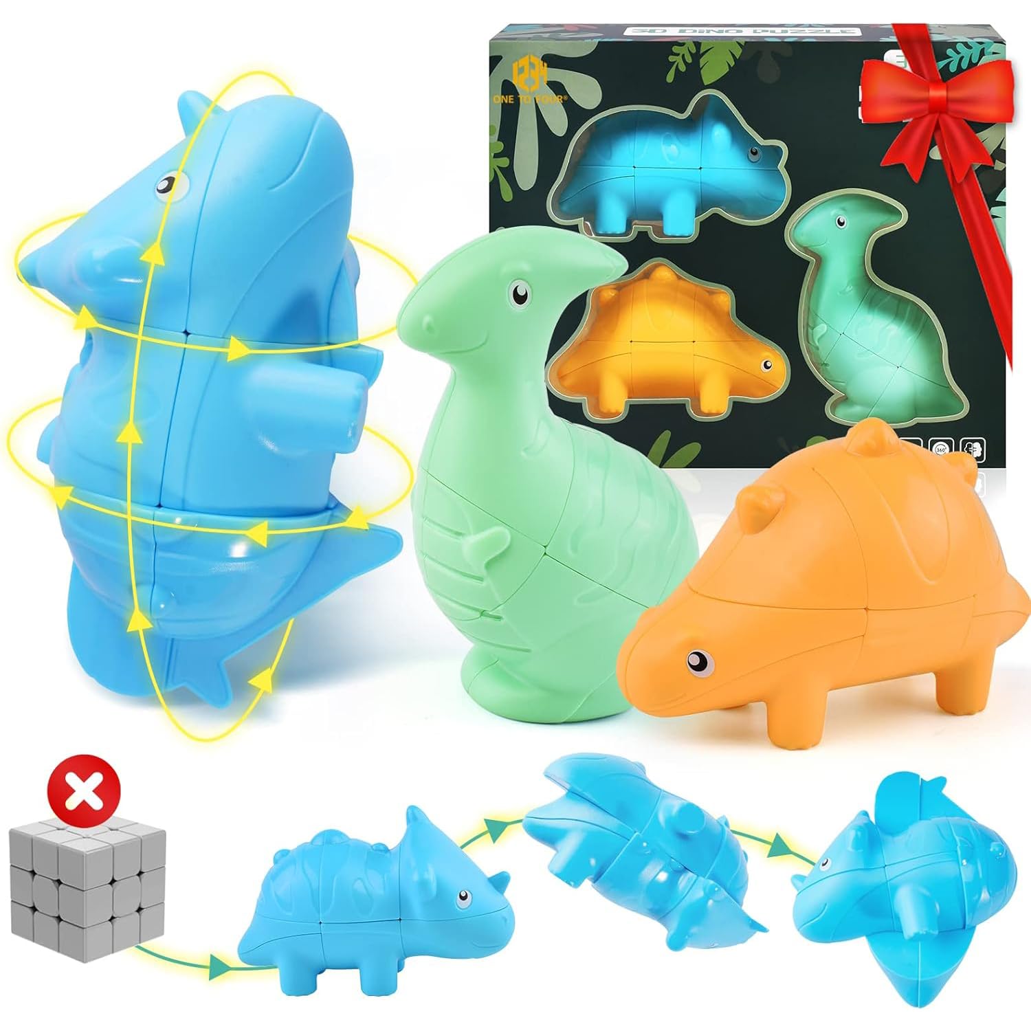 Kiditos 3D Dinosaur Magic Cube Puzzle (Set of 3) Dinosaur Magic Cube Puzzle Set, Challenging and Educational Toy for Kids (B0CYGLKNZ6) Amazon Price History, Amazon Price Tracker
