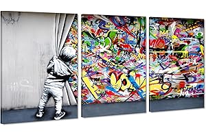 Behind The Curtain Banksy Canvas Wall Art - 72” x 36”