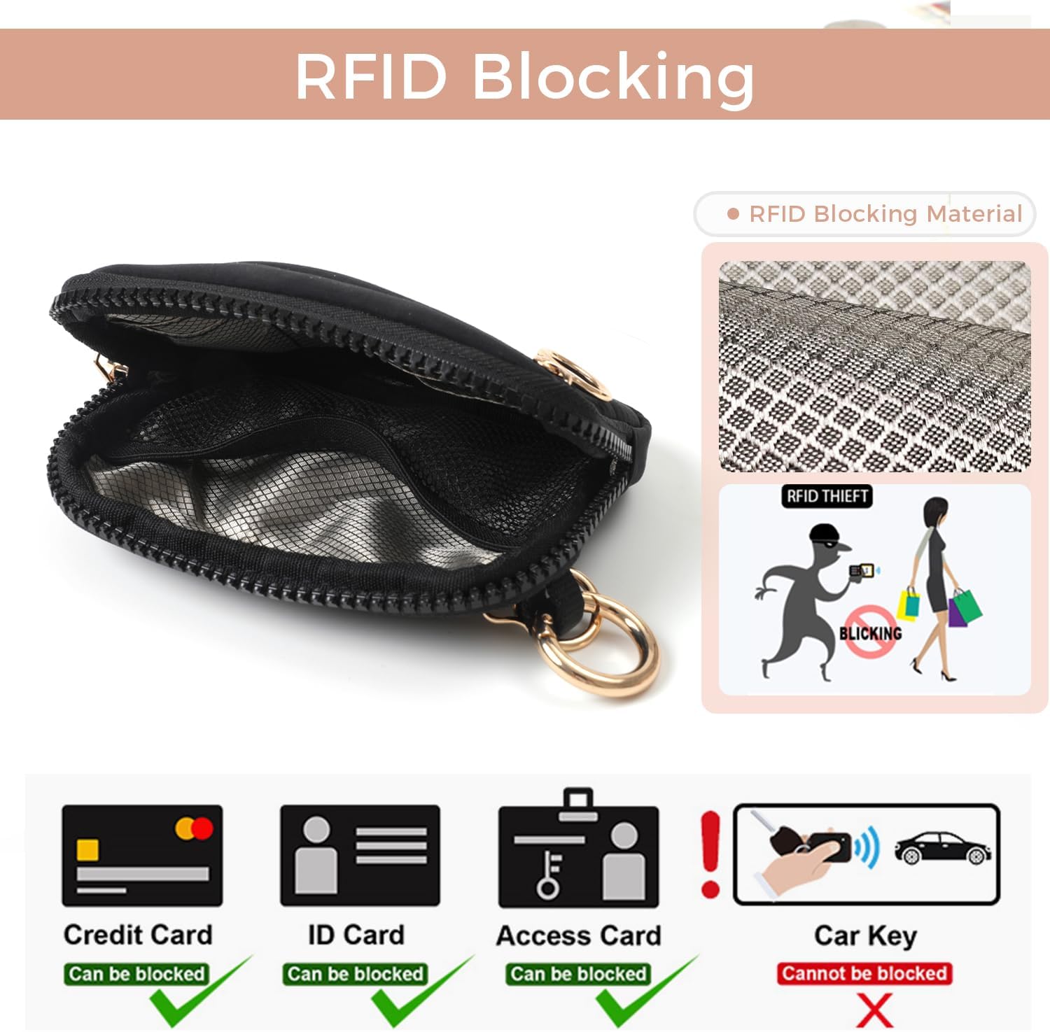 Wristlet Keychain Wallets for Women RFID Blocking Credit Card Holder Small Zipper Coin Purse Change Pouch with ID Window and Detachable Wrist Strap Green - Image 4