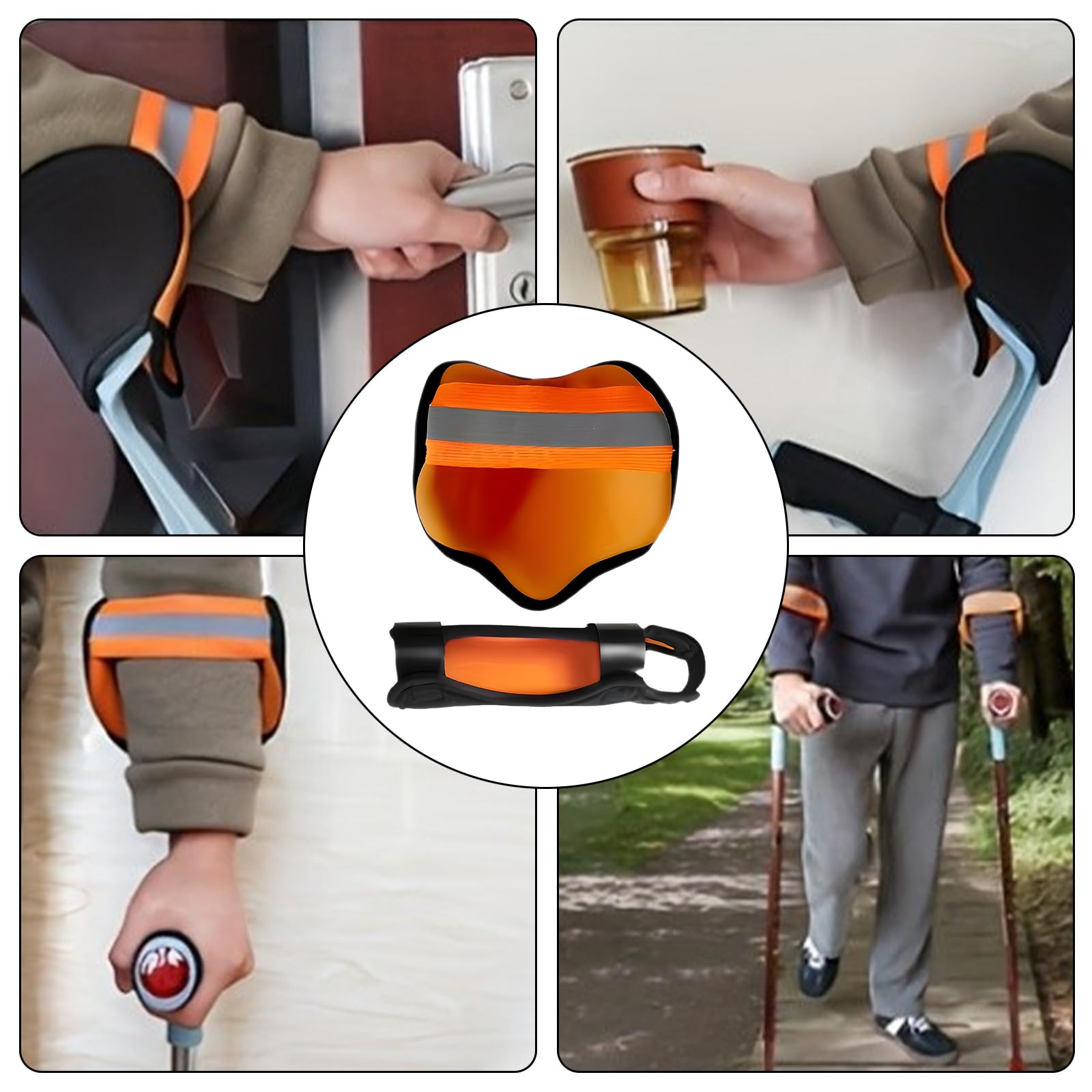 Juego de 4 almohadillas de agarre para antebrazos, almohadillas para apoyo para antebrazos, antipresión y fricción, comodidad para codos, antebrazo y parte superior del brazo, color negro y naranja