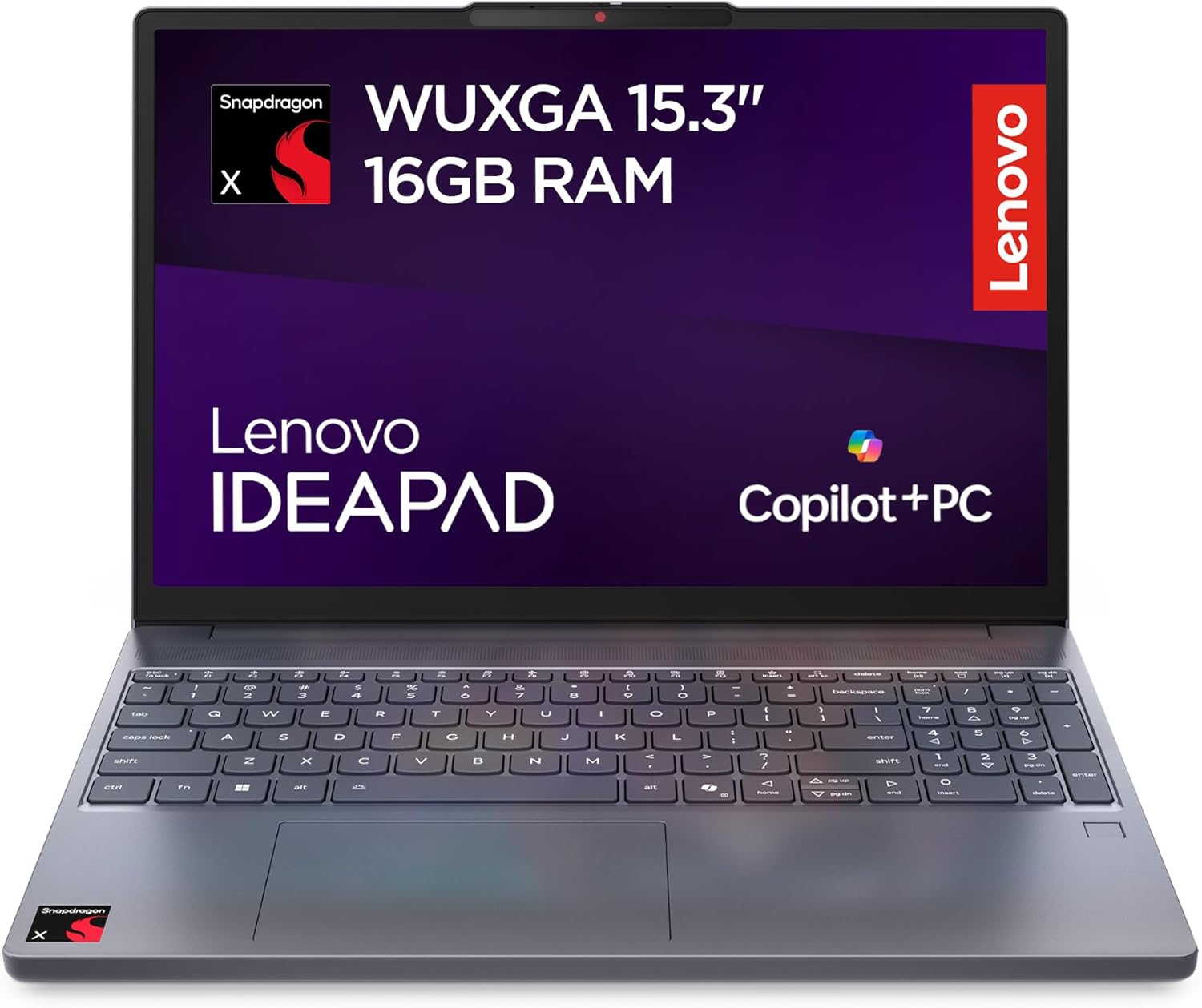 Lenovo IdeaPad Slim 3 | 15.3 inch WUXGA Laptop | Snapdragon X X1-26-100 | Copilot+ PC | 16 GB RAM | 512 GB SSD | Windows 11 Home | Luna Grey