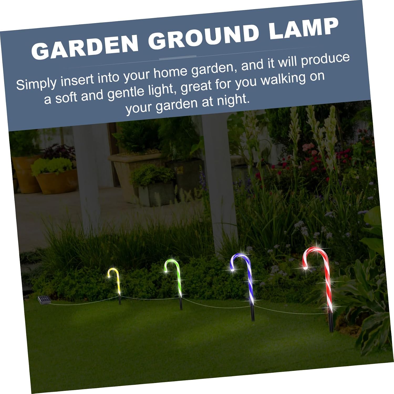 2 Sets Christmas Candy Cane Lights Outdoor Solar Path Lights Candy Cane Pathway Markers for Yard Garden Patio Walkway Party Decor, Colorful Light