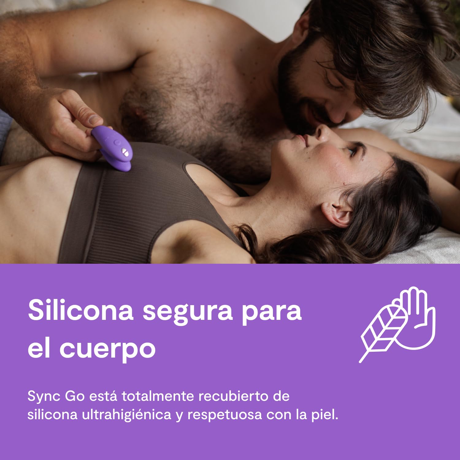 We-Vibe Sync Go Travel Edition Vibrador para parejas Vibrador en forma de C | Juguete para parejas con vibración portátil | Recargable | Estuche de viaje | Morado