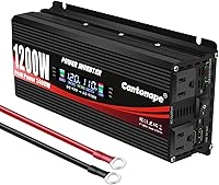 Cantonape 1200W Car Power Inverter DC 12V to 120V AC LCD Display Dual Outlets USB Ports Camping Truck Laptop Charger