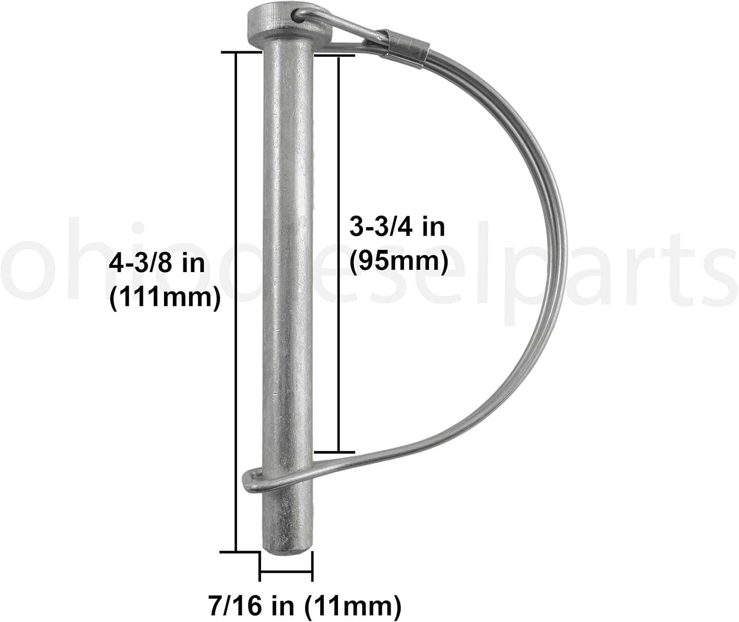 Stainless Steel PTO Round Shaft Locking Trailer Hitch Pin 7/16" x3-1/2" (Pack of 10)
