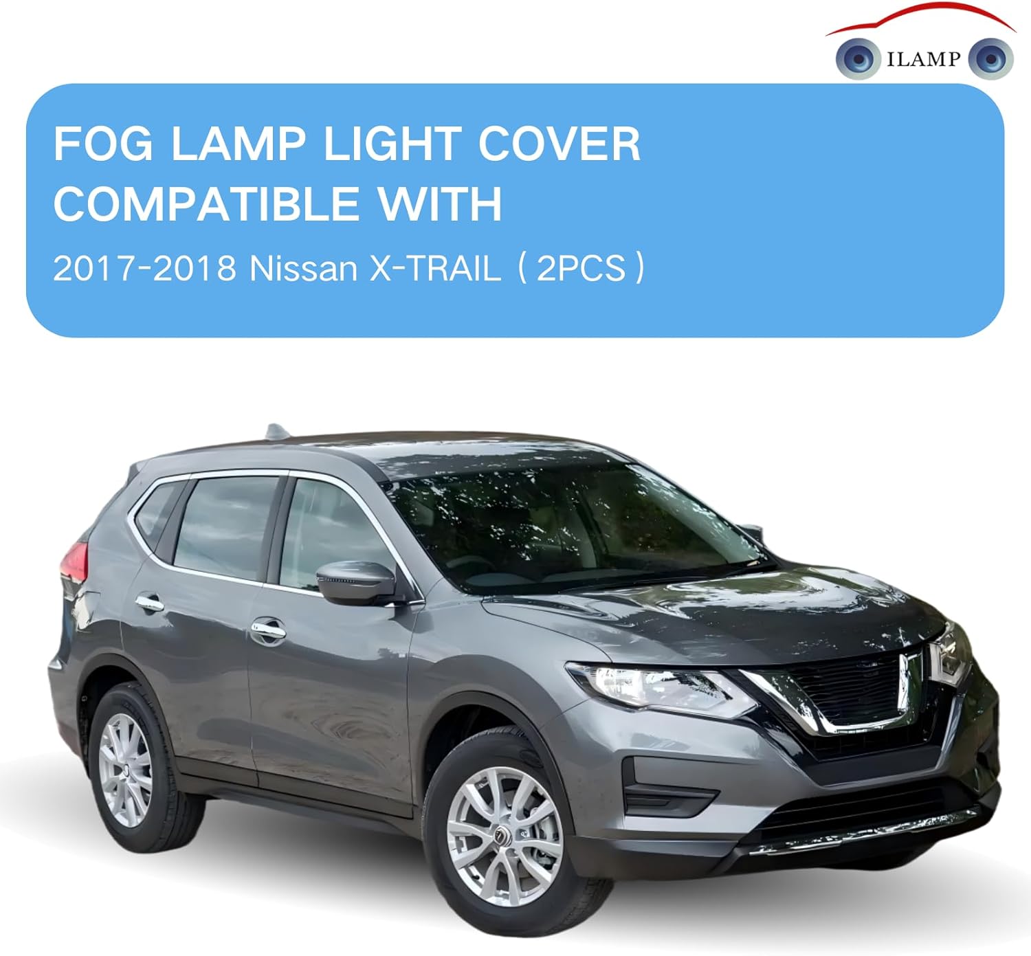 Fog Light Cover Fit for Nissan Rogue 2017-2020 Pair(Left+Right W/O Hole AM-XT17B02-1
