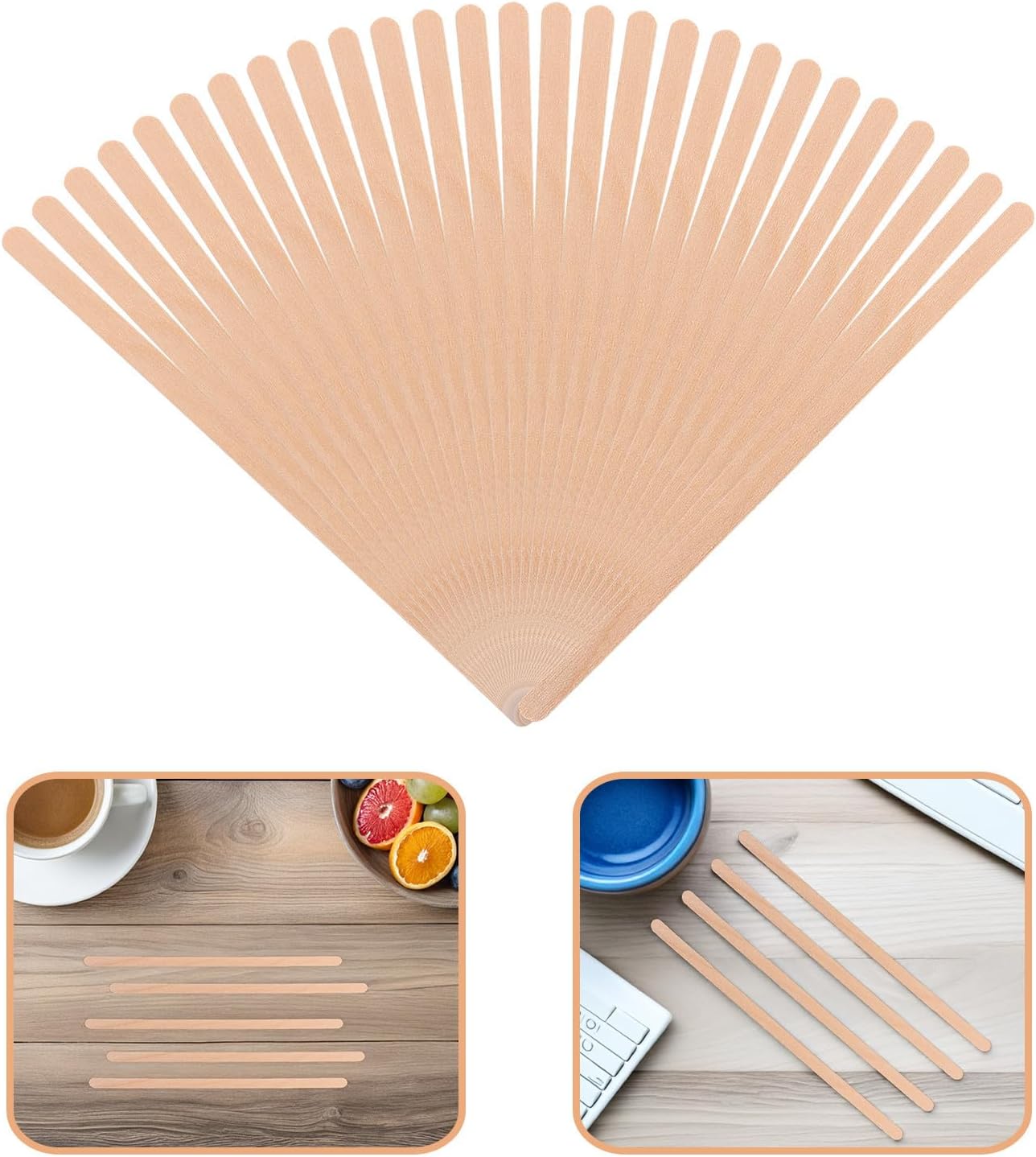 250pcs Wood Beverage Stirrers 14cm Beige Disposable Coffee Sticks | Smooth Edges, Lightweight Grip, Thorough Mixing, for Hot Drinks and Offices