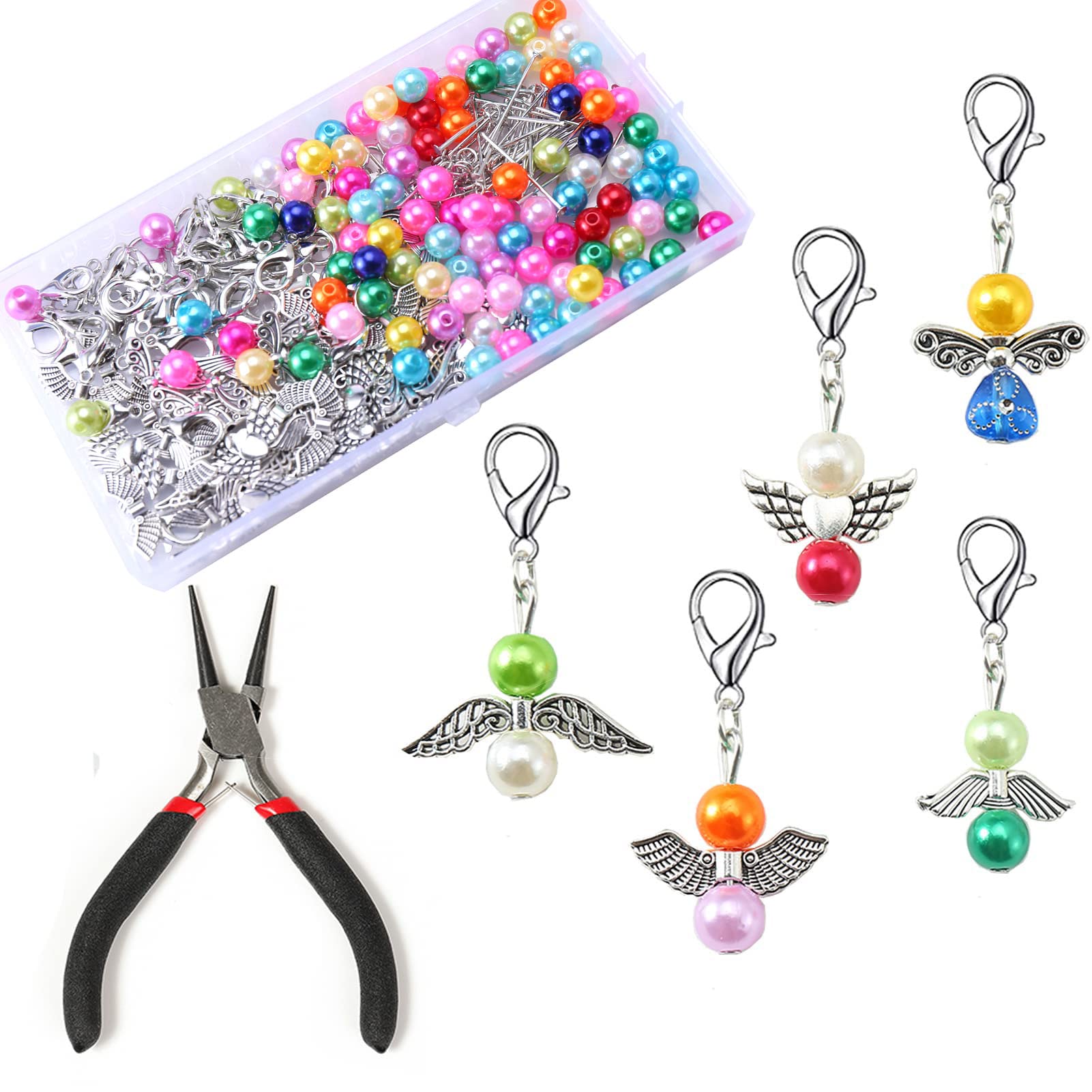 HERZWILD Guardian Angel Set - Make Your Own Angel Charm Pearl Pendant for DIY Wedding Jewellery Necklace Crafts