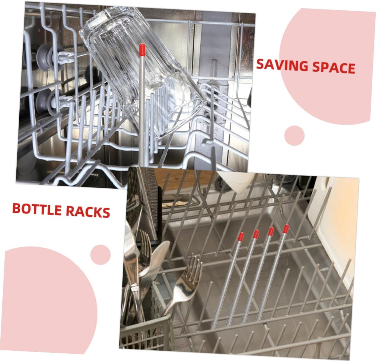 6pcs Stainless Steel Dishwasher Bottle Holder Rack Rods