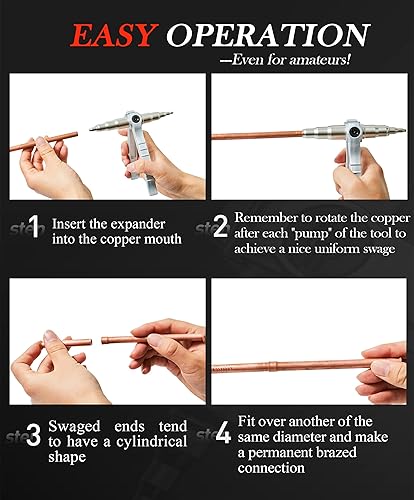 Miniatura 5 de Herramienta de estampación, expansor de tubo de tubo, herramienta de expansión manual, expansor de tubo de refrigeración para cobre de 14in-78