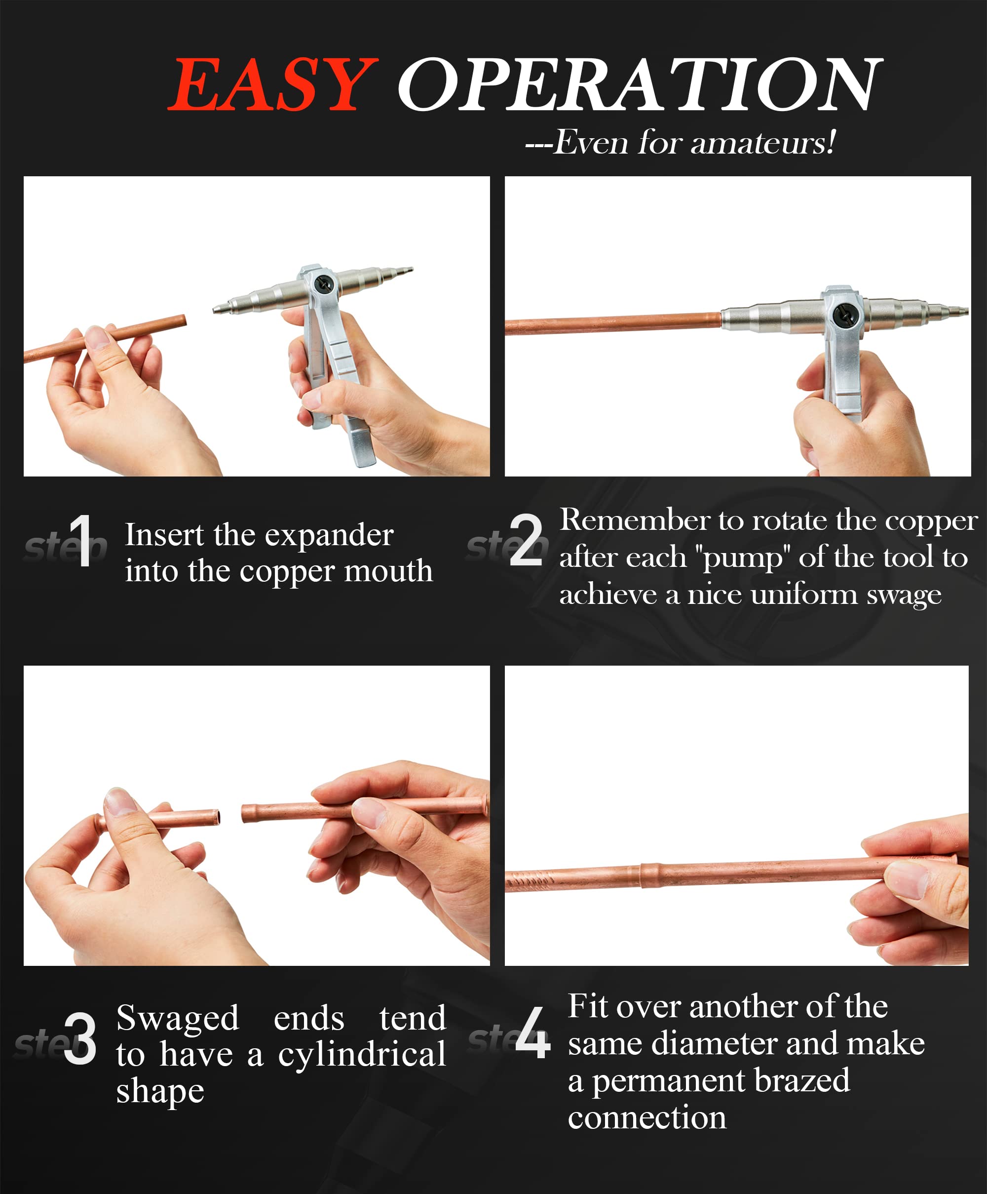 Wisscool Swaging Tool Pipe Tube Expander 1/4in-7/8 in 3