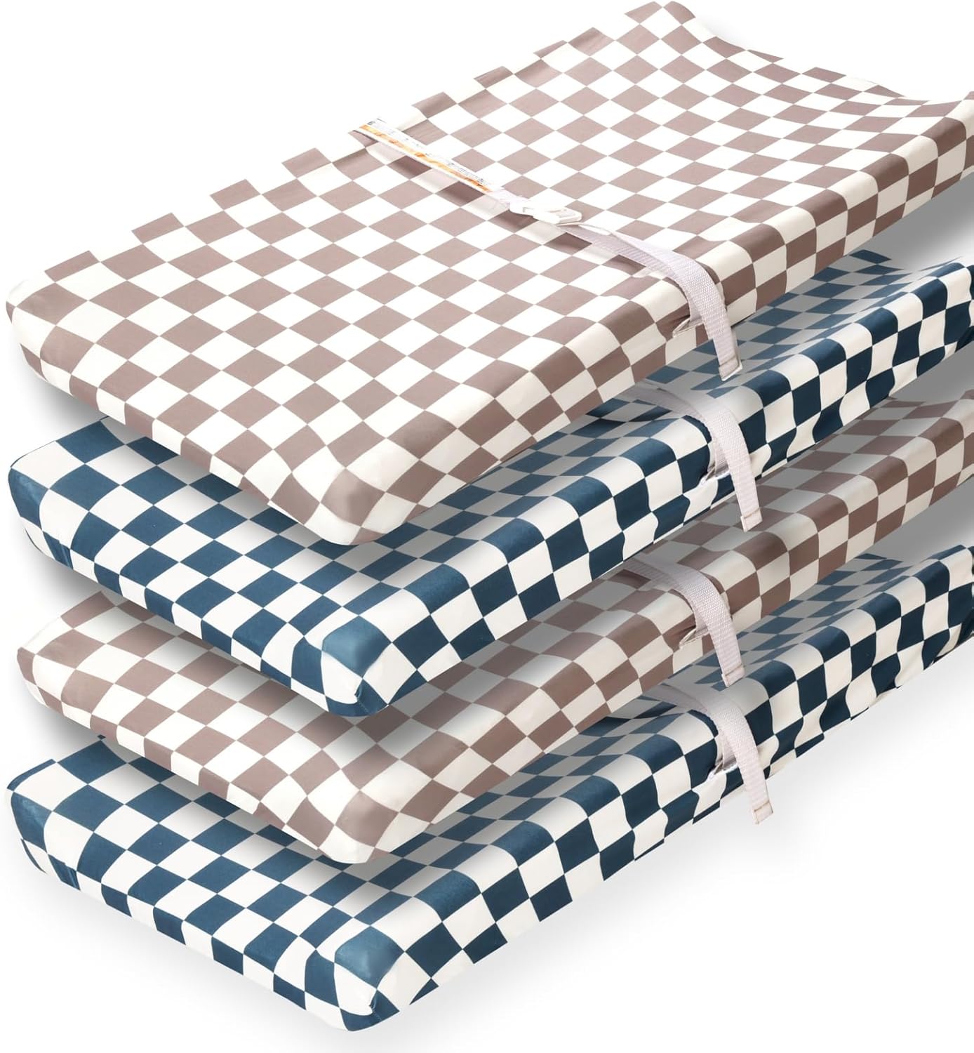 4 Pack Checkered Changing Pad Covers Neutral Breathable Fitted Baby Sheets Nursery Sheets for Baby Boys or Girls (Changing Pad Cover)