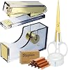 Buqoo Gradient Black Stapler and Tape Dispenser Set, Clear Acrylic Desk Accessories Office Supplies Includes Tape, Scissors and 1000 Staples for Office Home School