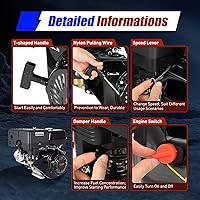 Vista 9 de Motor de gas de un solo cilindro OHV de 4 tiempos de 15HP 420CC con arranque de retroceso (NEGRO)