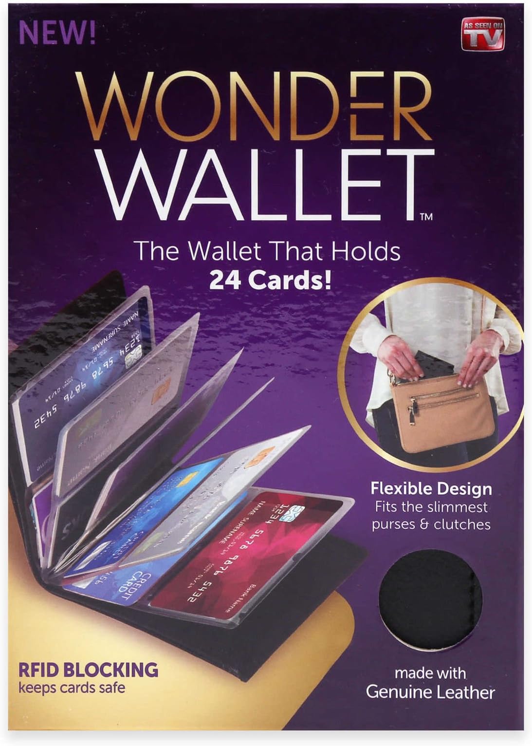 Allstar Innovations Wonder Wallet - Great Slim Leather Wallet with RFID Protection, as seen on TV